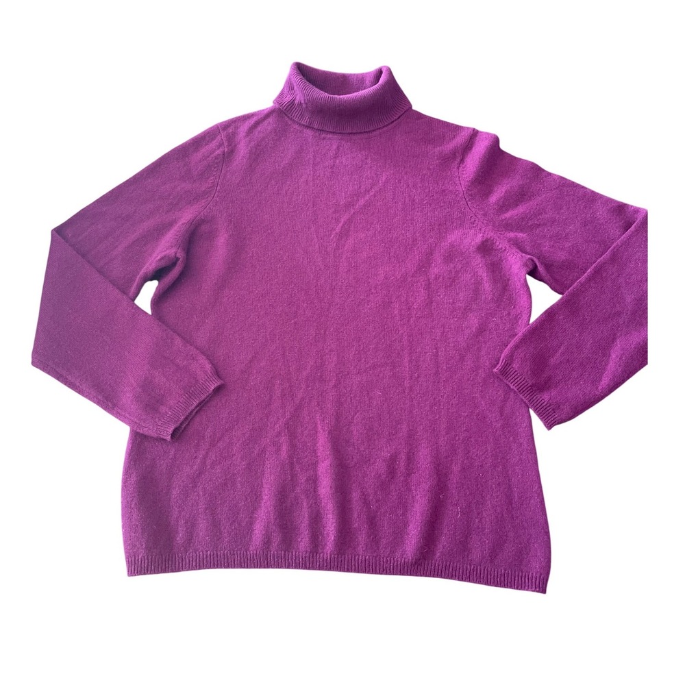 Charter Club Luxury Cashmere Turtleneck Sweater Magenta Purple Large FA16